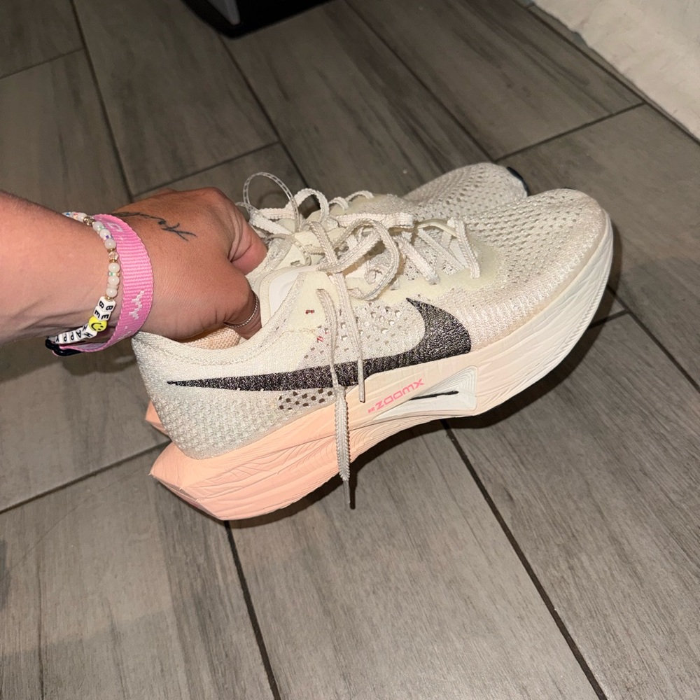 Nike Women’s Cream & Peach ZoomX Running Shoe with Black Swoosh